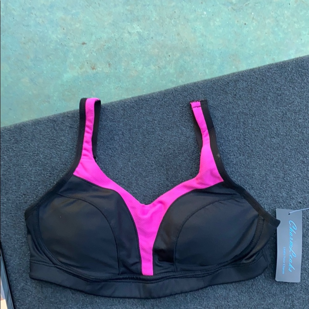 NEW Black & hot pink sports bra